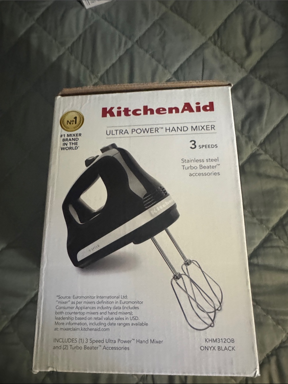 KitchenAid Onyx Black Hand Mixer with Stainless Beaters